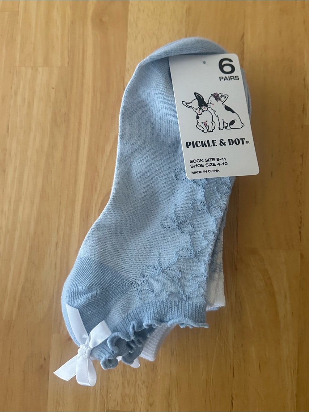 Pickle & Dot 6 Pack No Show Socks Women Blue Floral Lace Trim Ankle Socks NWT